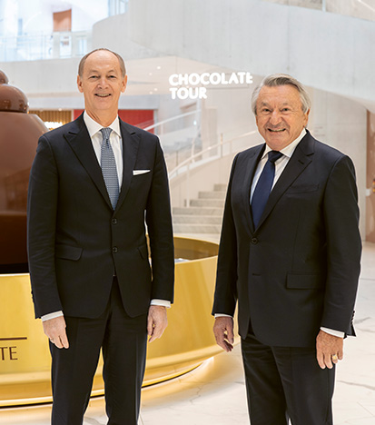 Dr Adalbert Lechner, CEO, and Ernst Tanner, Executive Chairman of the Board of Directors of the Lindt & Sprüngli Group, at the Lindt Home of Chocolate in Kilchberg, Switzerland (Photo)