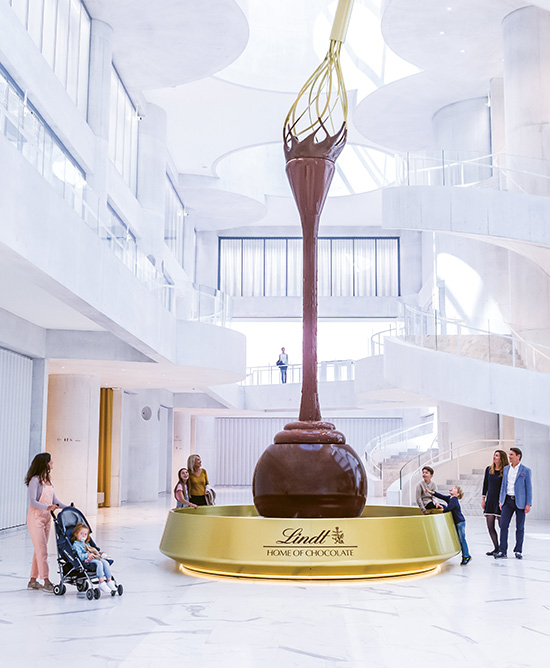 Chocolate fountain monument in the Lindt 