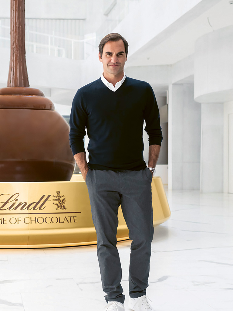 Roger Federer im Lindt Home of Chocolate in Kilchberg, Schweiz (Foto)