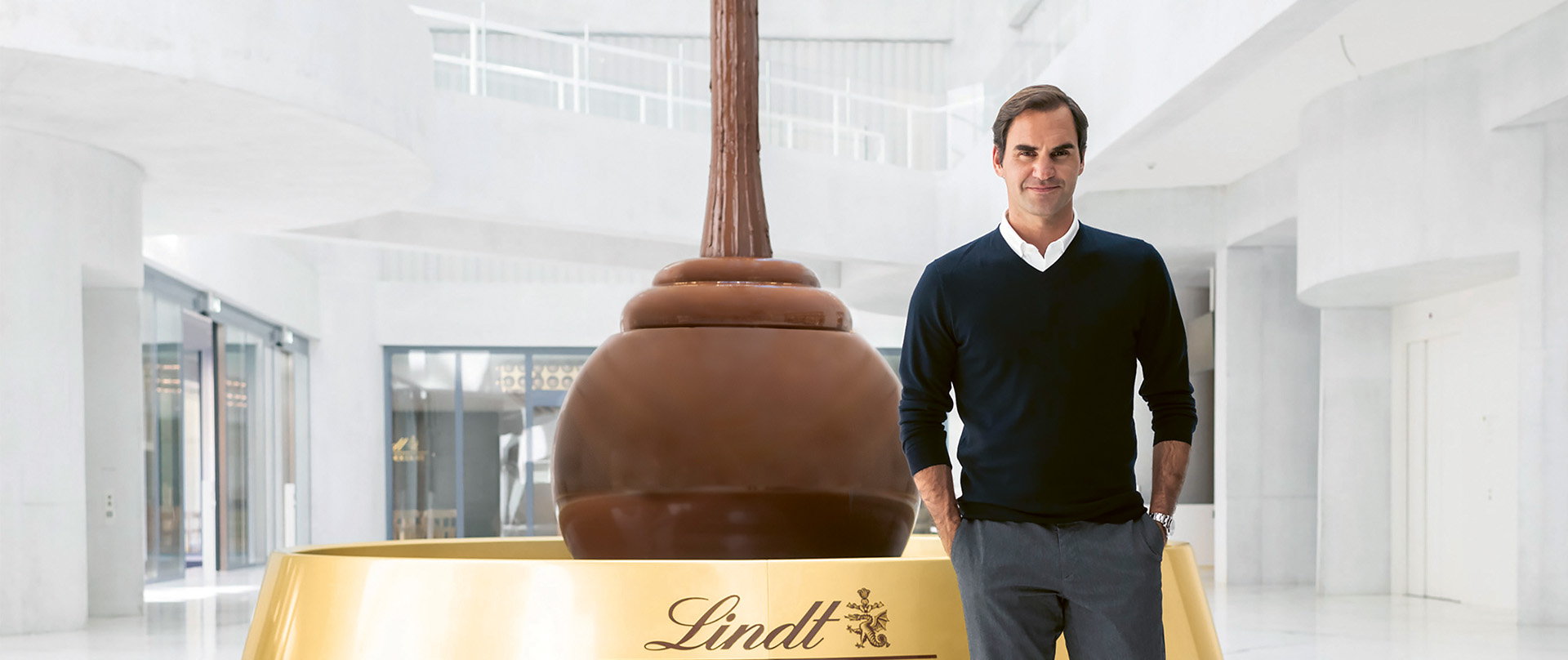 Roger Federer im Lindt Home of Chocolate in Kilchberg, Schweiz (Foto)