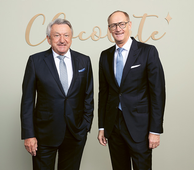 Dr. Adalbert Lechner, CEO, und Ernst Tanner, Exekutiver Verwaltungsratspräsident der Lindt & Sprüngli Gruppe, im Lindt Home of Chocolate in Kilchberg, Schweiz (Foto)